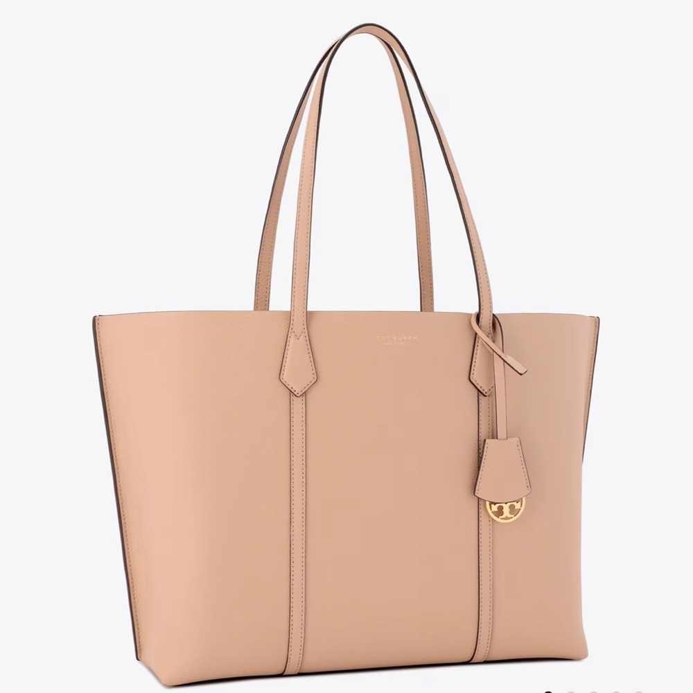 SOLD- NWT Tory Burch Perry Triple Compartment Zip Bag Tote in Devon Sand - Picture 1 of 3
